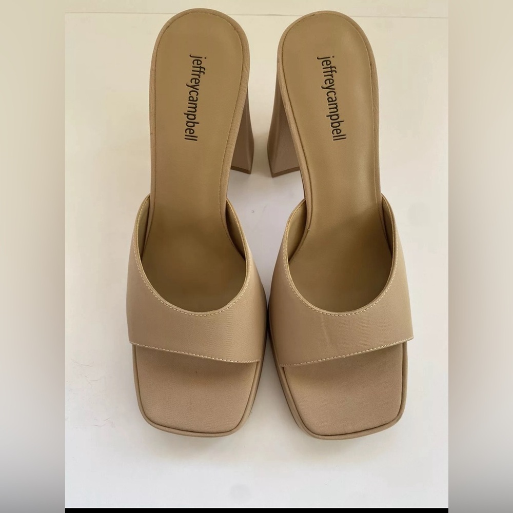 Jeffrey Campbell Ninety Chunky Heel Platform Sandal  in Nude Size 9.5